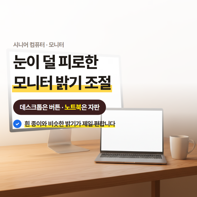 모니터 밝기 조절, 눈이 덜 피로해지는 방법입니다
