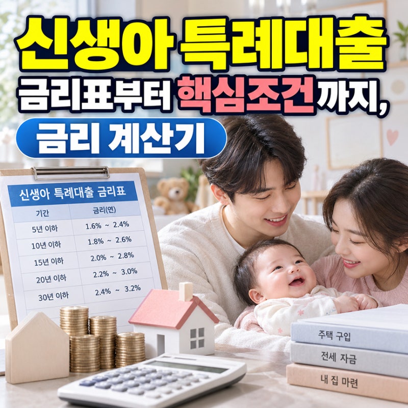 신생아 특례대출 금리표부터 핵심조건까지, 금리 계산기 이렇게 활용하세요