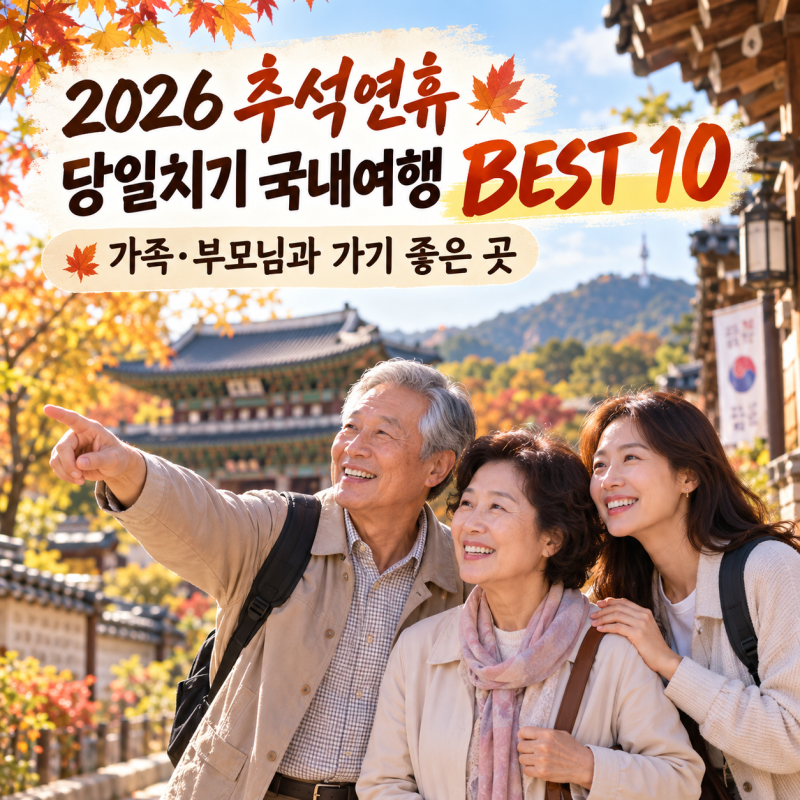 2026 추석연휴 당일치기 국내여행 BEST 10｜가족·부모님과 가기 좋은 곳