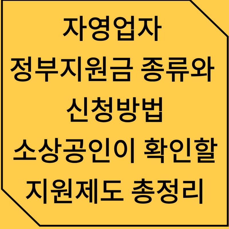 자영업자 정부지원금 종류와 신청방법｜소상공인이 확인할 지원제도 총정리
