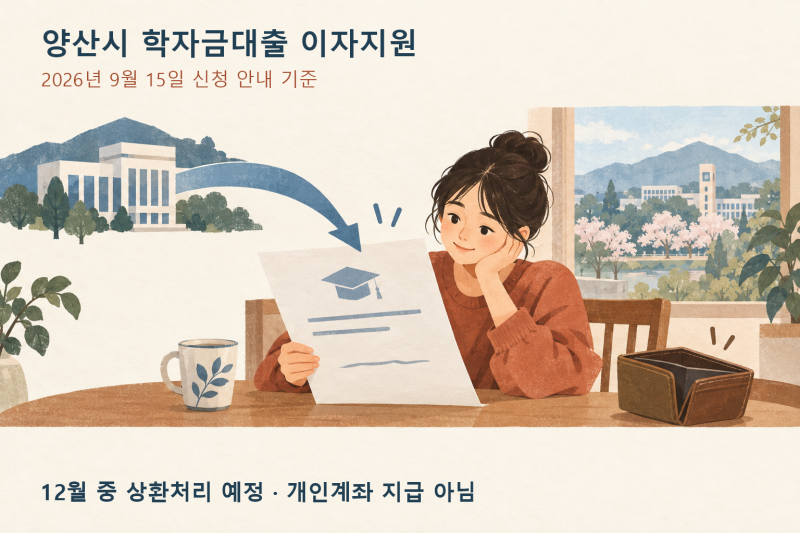 양산시 학자금대출 이자지원, 개인 통장으로 입금될까
