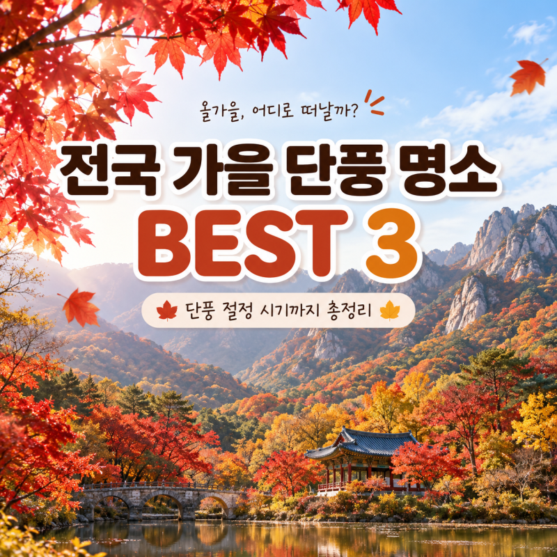 전국 가을 단풍 명소 BEST 3, 단풍 절정 시기까지 총정리