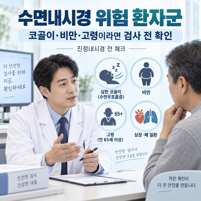 수면내시경 위험 환자군 총정리｜코골이·비만·고령이라면 검사 전 확인할 것