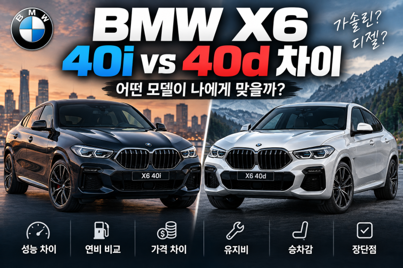 BMW X6 40i 40d 차이 총정리! 가격·연비·성능·유지비 비교, 어떤 모델이 나을까?