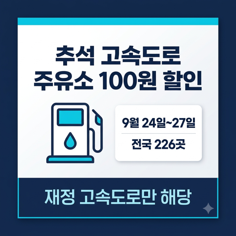 추석 고속도로 주유소 리터당 100원 할인 대상 226곳 및 적용 방법 정리