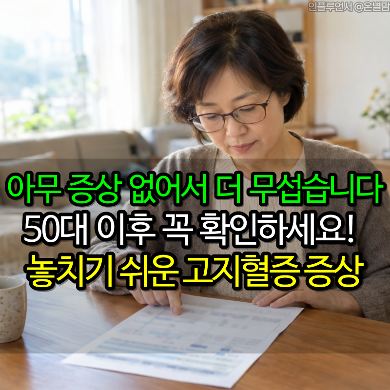 “아무 증상 없어서 더 무섭습니다” 50대 이후 꼭 확인하세요! 놓치기 쉬운 고지혈증 증상과....