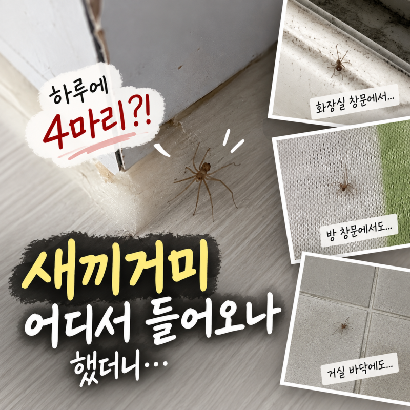 집에 새끼거미가 계속 나오는 이유, 하루 4마리 잡고 유입경로 찾은 것 같아요
