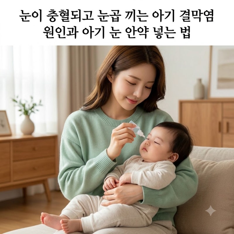 눈이 충혈되고 눈곱 끼는 아기 결막염 원인과 아기 눈 안약 넣는 법