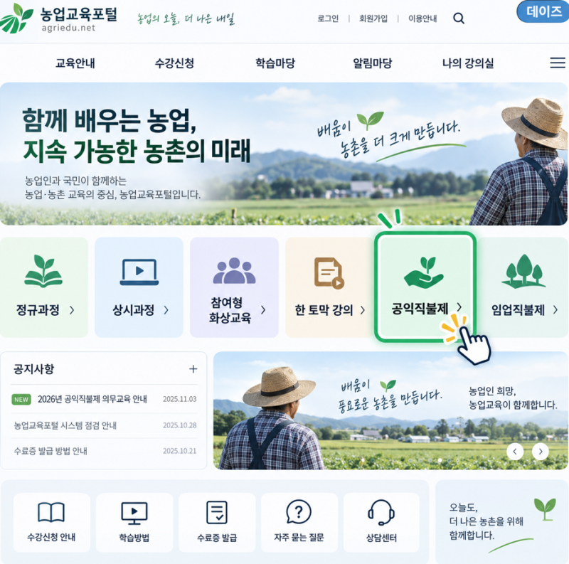공익직불금 교육 온라인 신청 방법