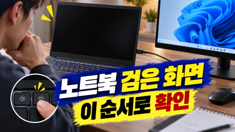 노트북 화면은 켜지는데 검게 보일 때 확인 순서