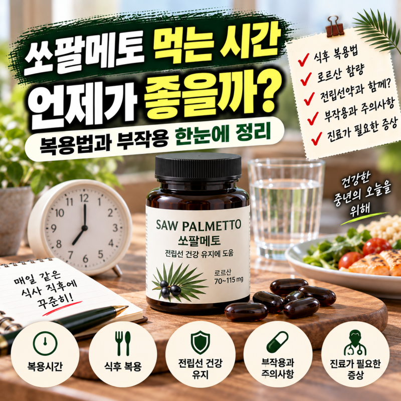 쏘팔메토 먹는시간 언제가 좋을까? 복용법과 부작용 정리
