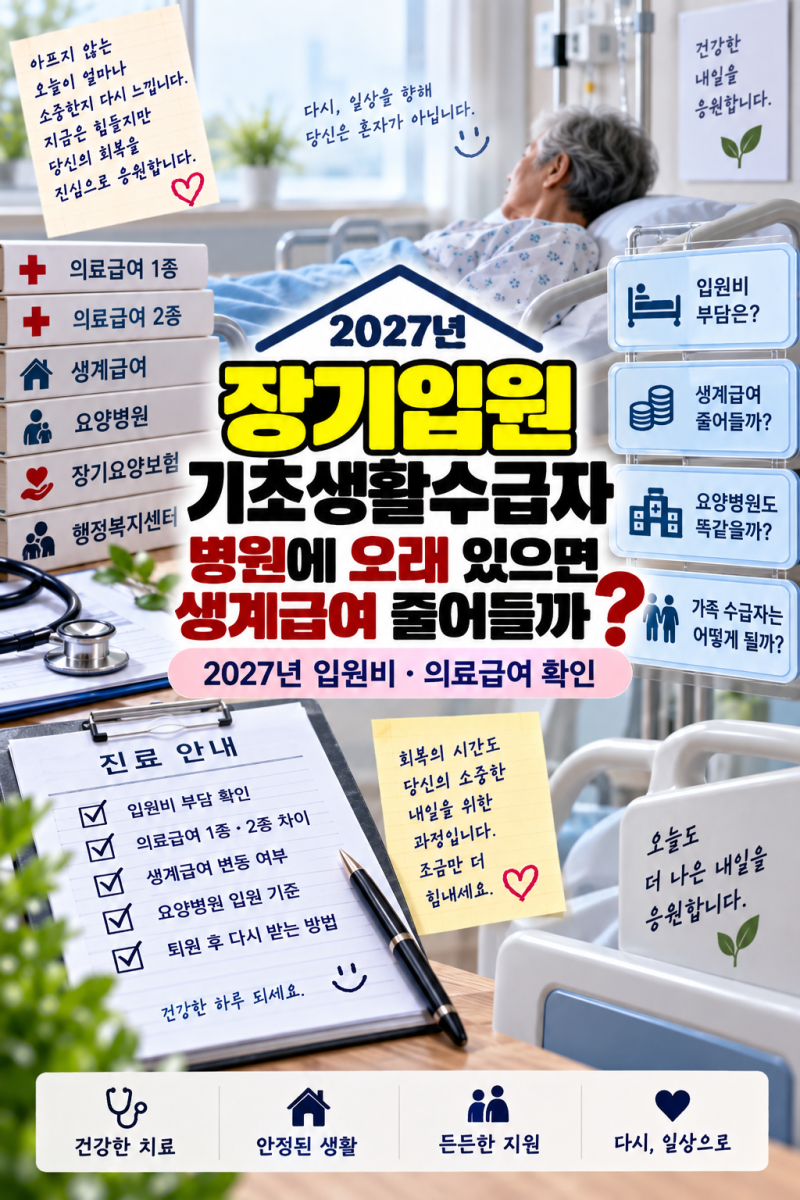 장기입원 기초생활수급자, 병원에 오래 있으면 생계급여 줄어들까?｜2027년 입원비·의료급여....