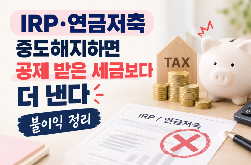"IRP·연금저축 중도해지하면 공제 받은 세금 보다 더 낸다" 불이익 정리