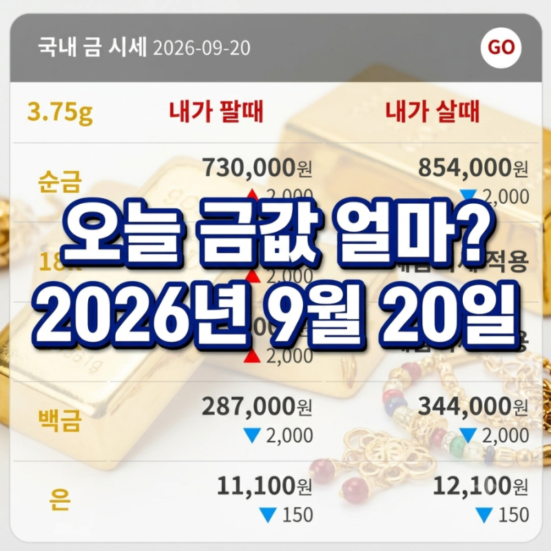 오늘 금값 얼마? 9월 20일 순금·18K·14K 금시세 총정리
