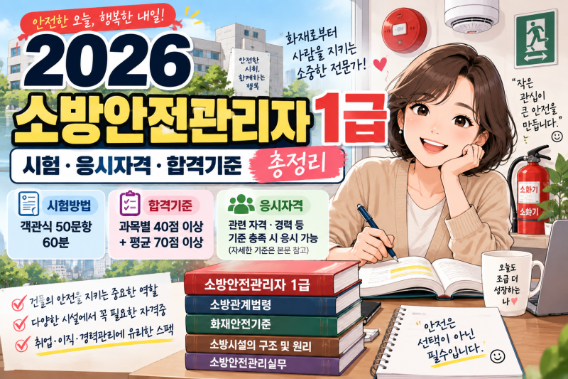 2026 소방안전관리자 1급 시험 총정리, 응시자격·시험과목·합격기준·취업까지