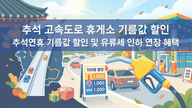 추석 기름값 할인 혜택, 고속도로 휴게소 기름값 100원 할인 기간, 추석 유류세 인하 연장 혜....