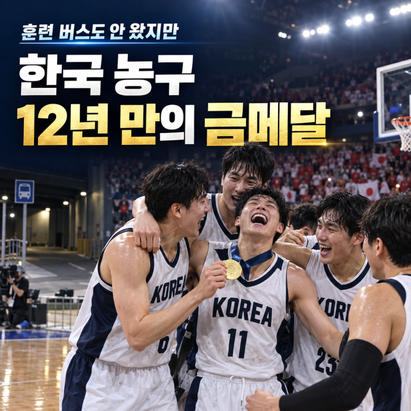 결승 당일 버스도 안 왔다… 한국 농구, 일본 안방에서 되찾은 12년 만의 금메달