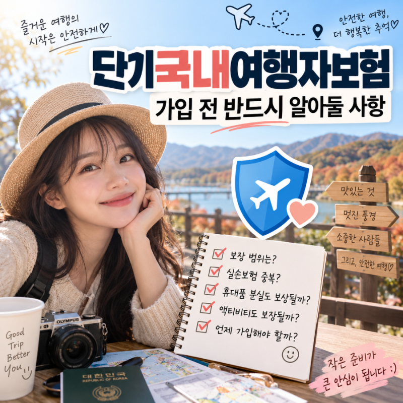 단기국내여행자보험 가입 전 반드시 알아둘 사항