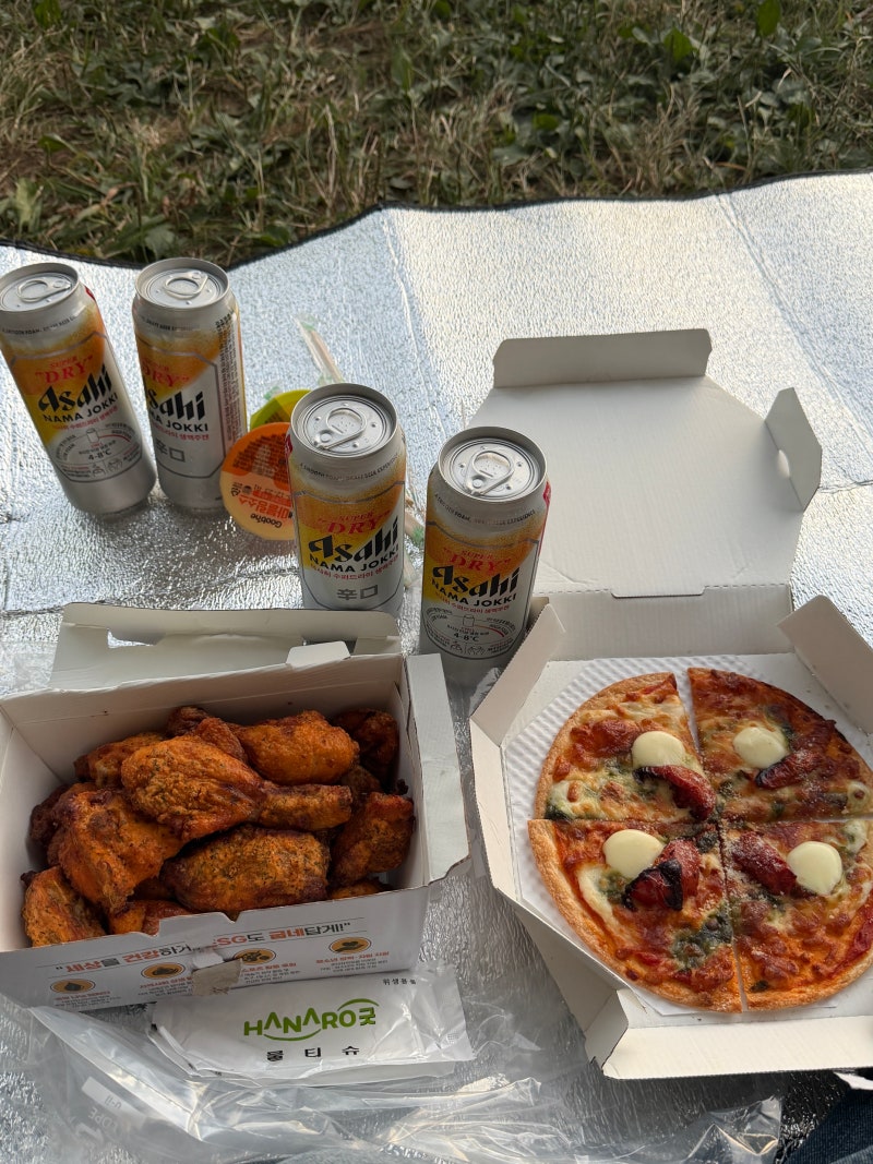 일산 호수공원 피크닉 맛집 굽네치킨 고추바사삭 피자 픽업 후기