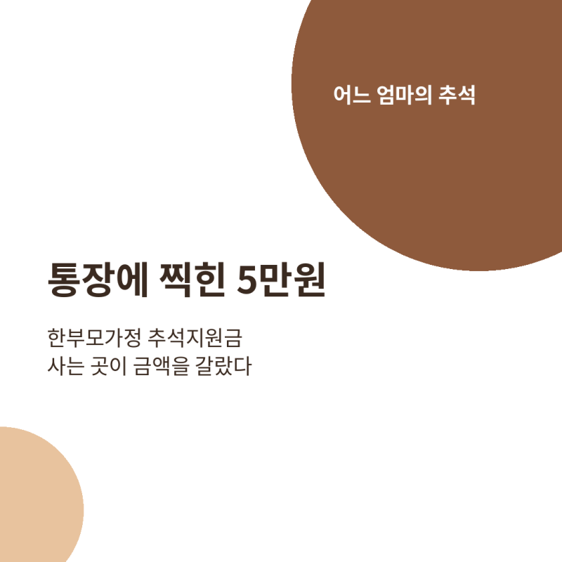 "통장에 찍힌 5만원에 울컥했다.." 한부모가정 추석지원금, 사는 곳이 갈랐다
