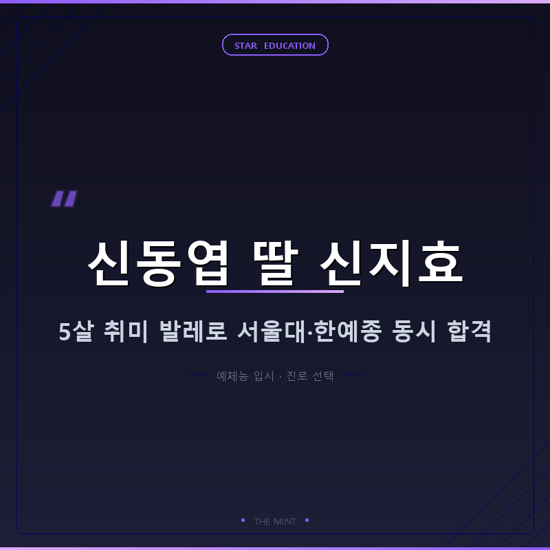 신동엽 딸, 5살 취미로 시작한 발레로 서울대랑 한예종 같이 붙었어요