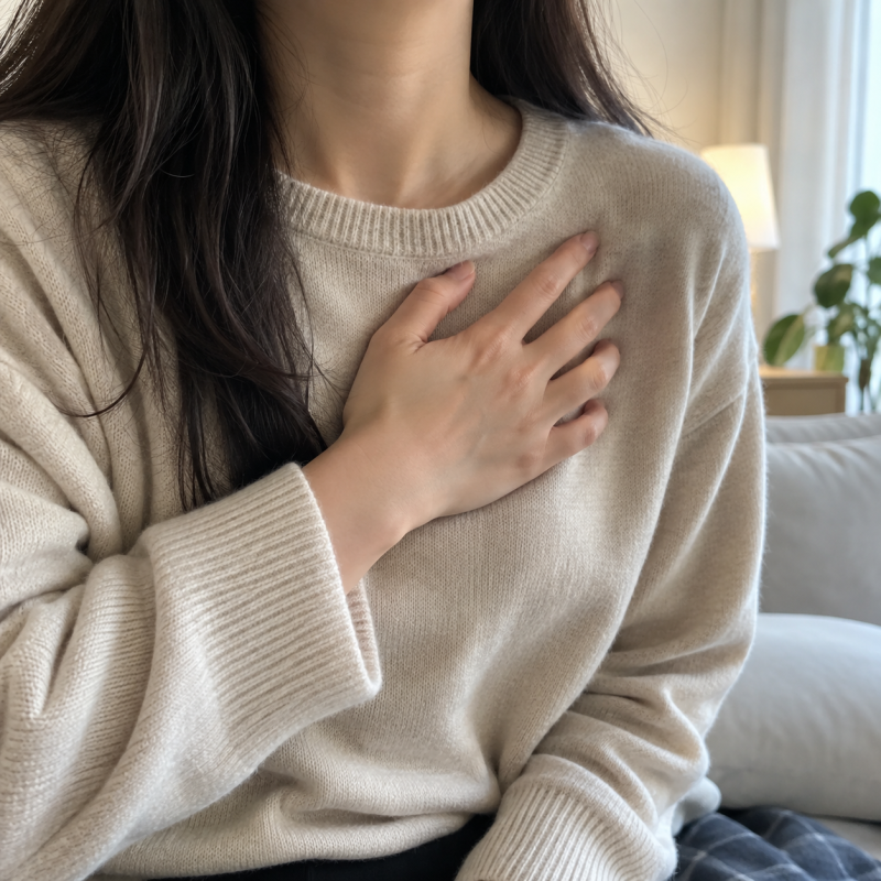 “눌렀을 때만 아프면 괜찮을까?” 여자 왼쪽 가슴 위 통증 원인