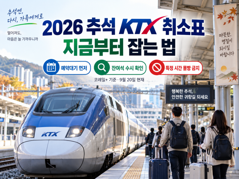 2026 추석 KTX 취소표 지금부터 잡는 법, 코레일+ 잔여석·예약대기 확인 순서