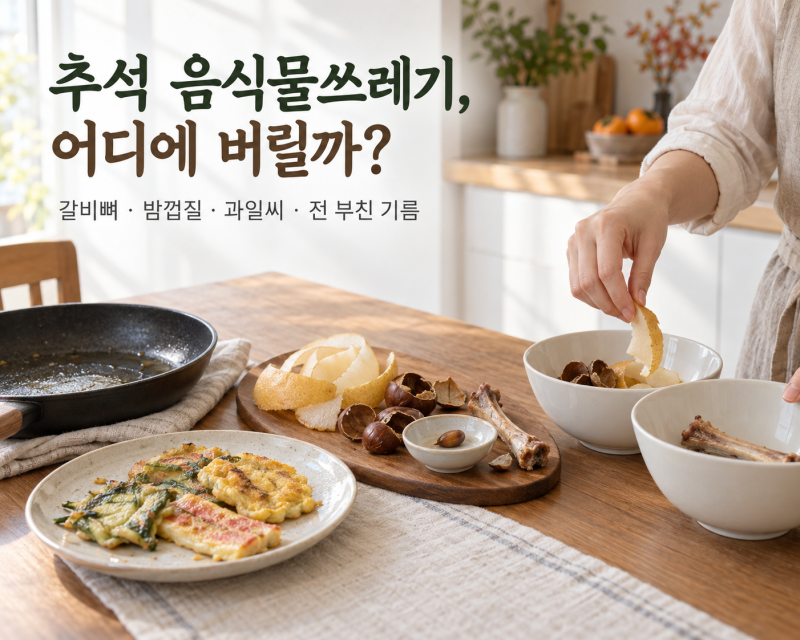 2026 추석 음식물쓰레기 총정리｜갈비뼈·밤껍질·과일씨·전 부친 기름 버리는 법
