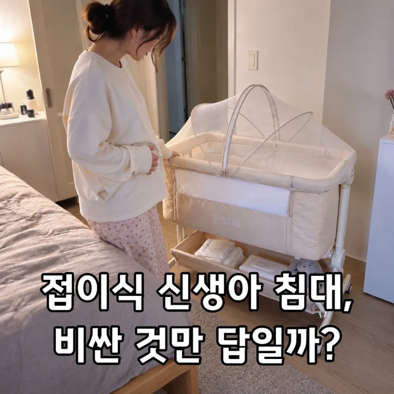 이동식 접이식 신생아 침대 | 헬로디노 아기침대 프리미엄 Ver | 신생아 육아 감성템