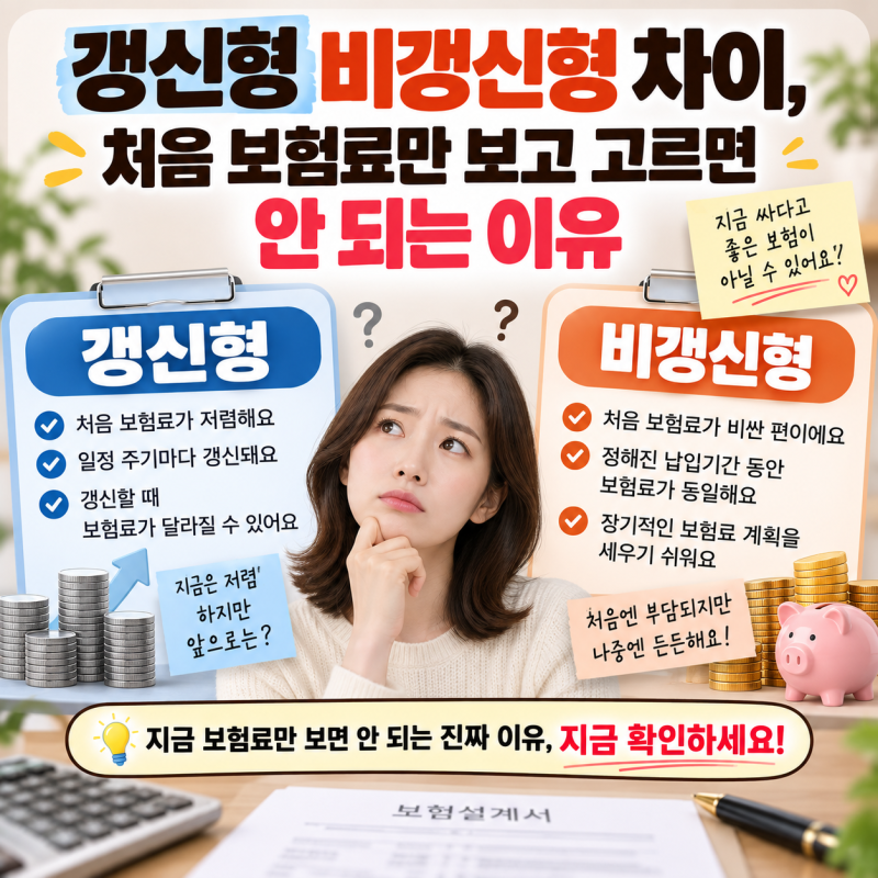 갱신형 비갱신형 차이, 처음 보험료만 보고 고르면 안 되는 이유
