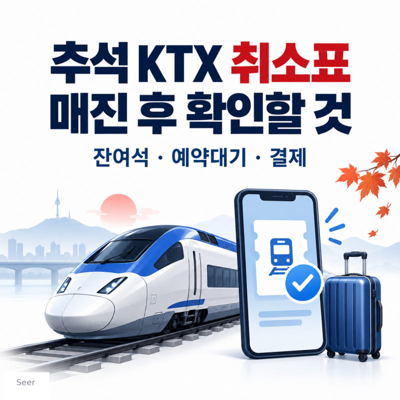 [추석꿀팁] 2026 추석 KTX 취소표 잡는 법, 매진일 때 예약대기·잔여석 확인 방법(w/코레일+ 앱, ....