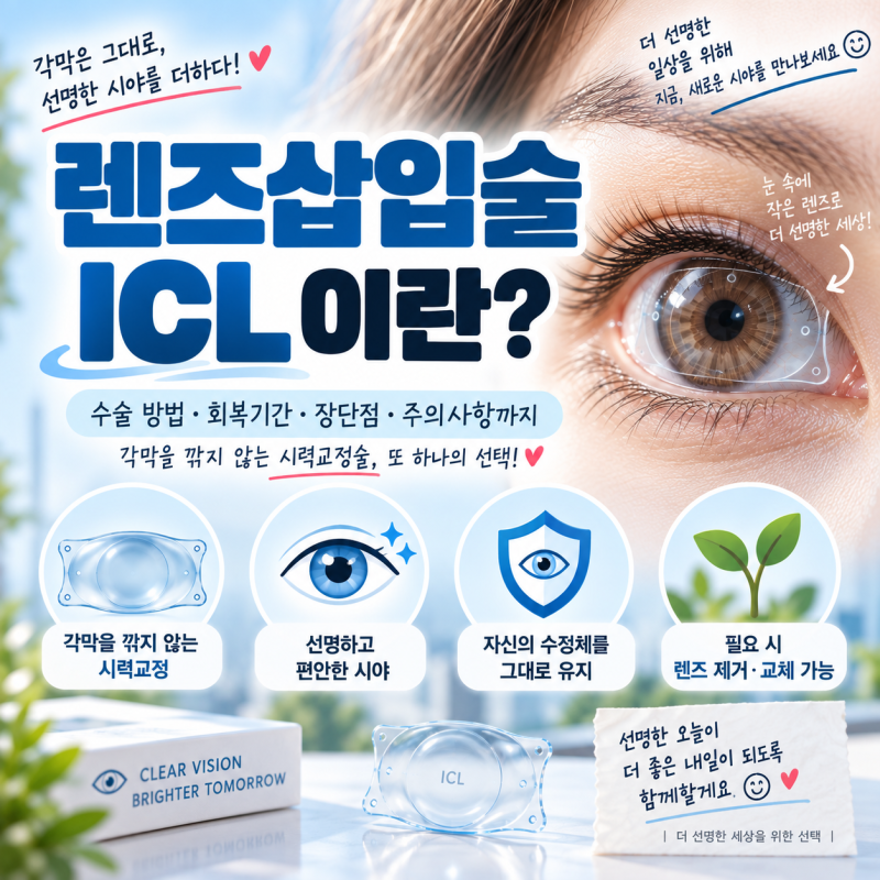 ️ 렌즈삽입술(ICL)이란? 수술 방법·회복기간·장단점·주의사항까지