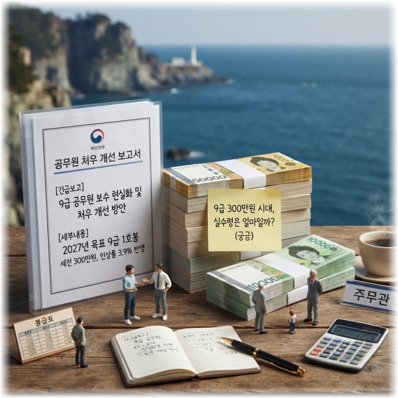공무원 9급 300만원, 인상률 3.9% 2011년 이후 최고치의 진짜 배경과 실수령액 계산해봤습니다