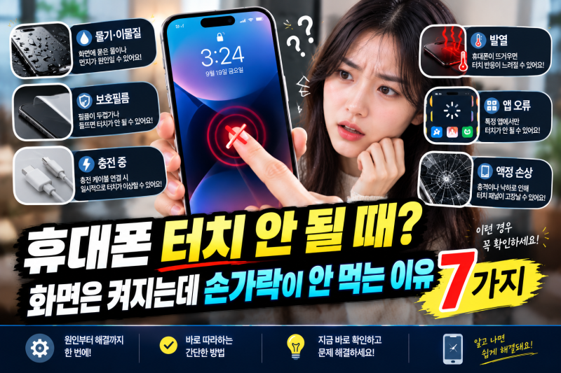 휴대폰 터치 안 될 때? 화면은 켜지는데 손가락이 안 먹는 이유 7가지