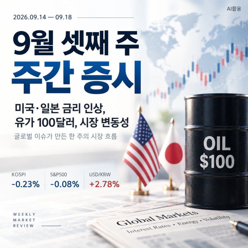 9월 셋째 주 주간 증시┃미국·일본 금리 인상과 유가 100달러가 만든 변동성