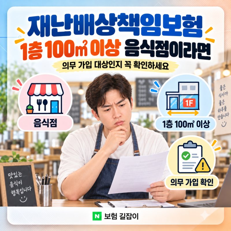 재난배상책임보험, 1층 100㎡ 이상 음식점이라면