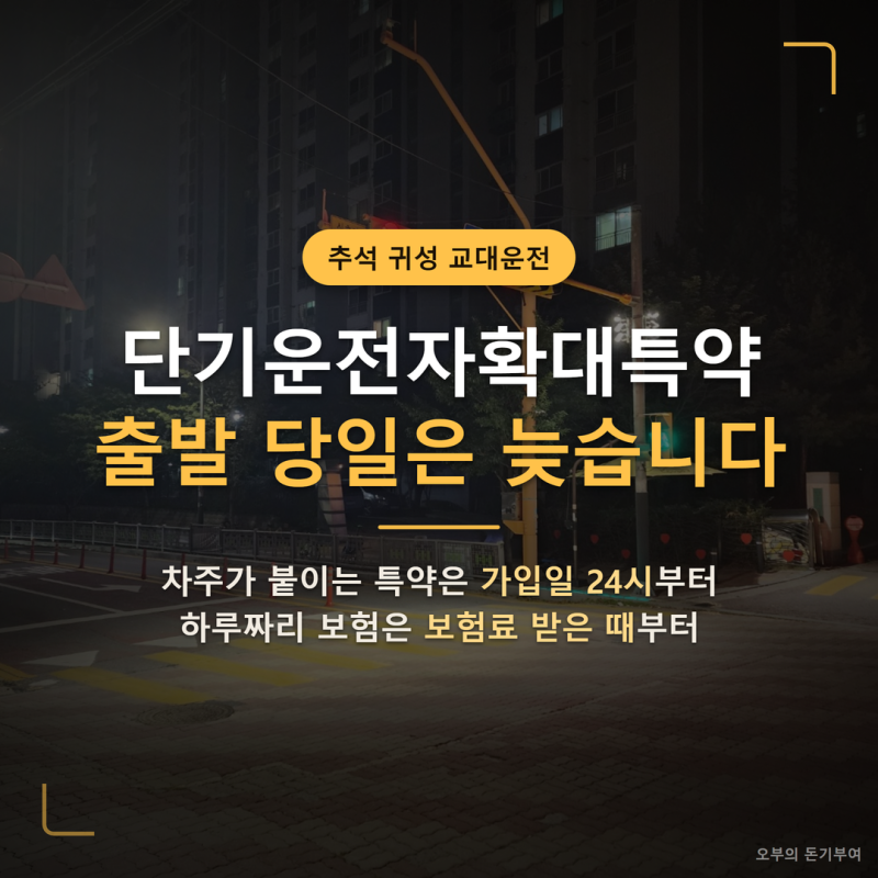 단기운전자확대특약, 출발 당일 가입하면 늦는 이유 (부모님 차 몰기 전 확인)