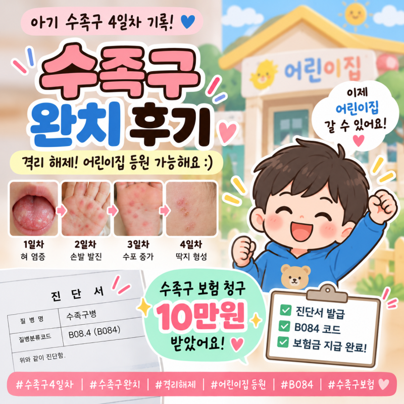아기 수족구 4일차 완치, 격리 해제, 보험 청구까지