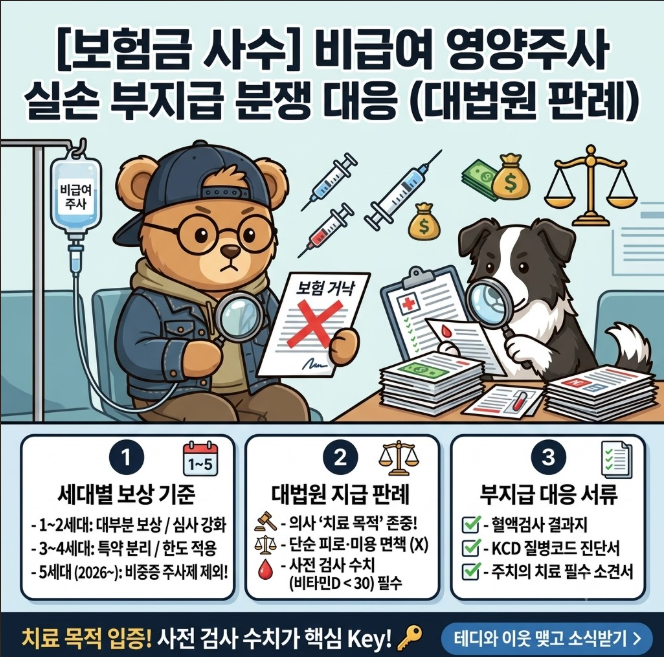 [비급여 주사제 실손보험] 부지급 분쟁 시 대법원 판례 기준과 보상 대응법 (1~5세대 총정리)
