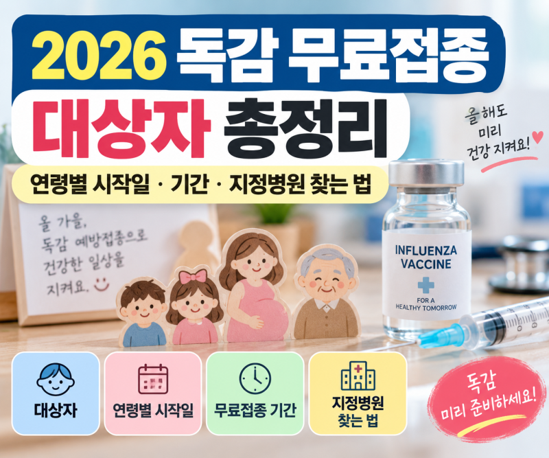 2026 독감 무료접종 대상자 총정리｜연령별 시작일·기간·지정병원 찾는 법