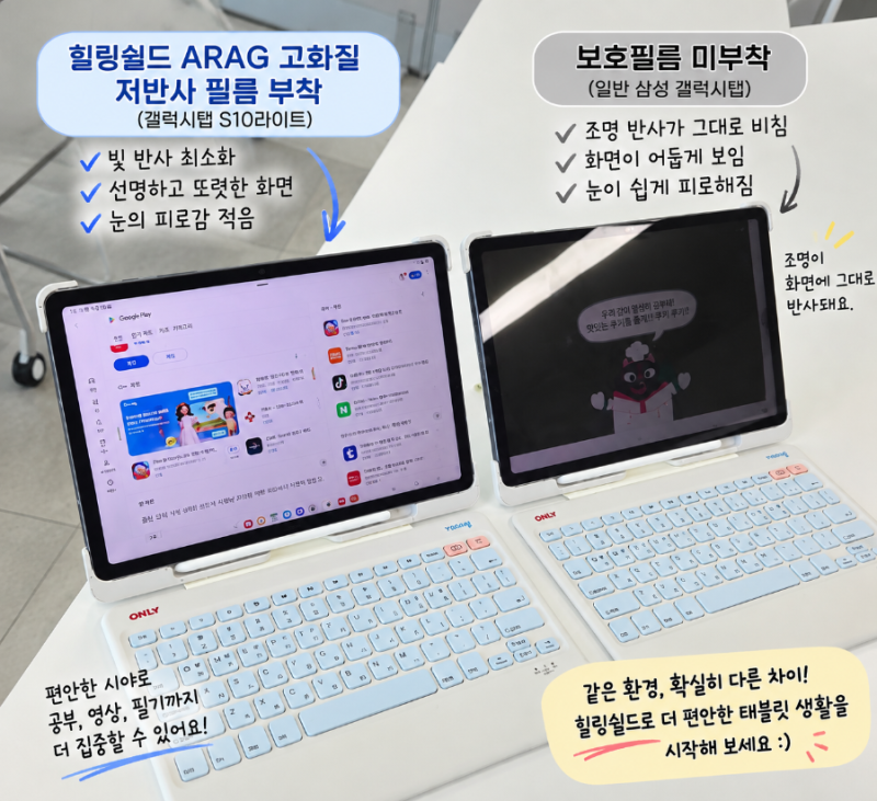 갤럭시탭S10라이트 보호필름 추천 힐링쉴드 ARAG 고화질 저반사 무광후면 세트