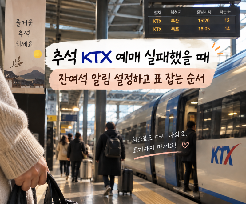 추석 KTX 예매 실패했을 때 잔여석 확인·예약대기 알림으로 표 잡는 순서