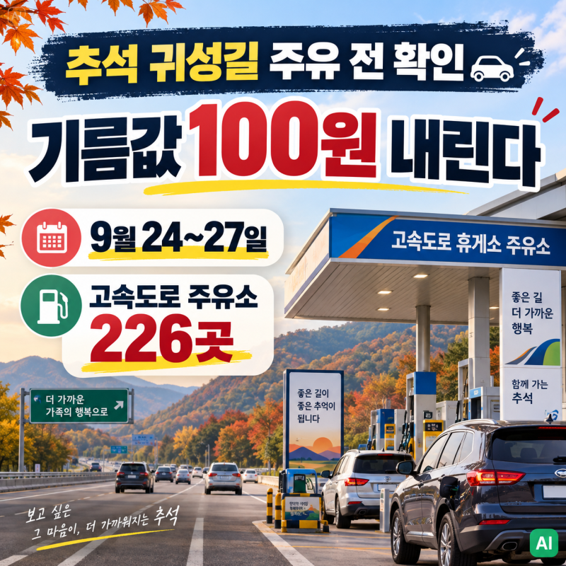 기름값 100원 할인 어디서? 추석 고속도로 주유소 226곳 찾는 법