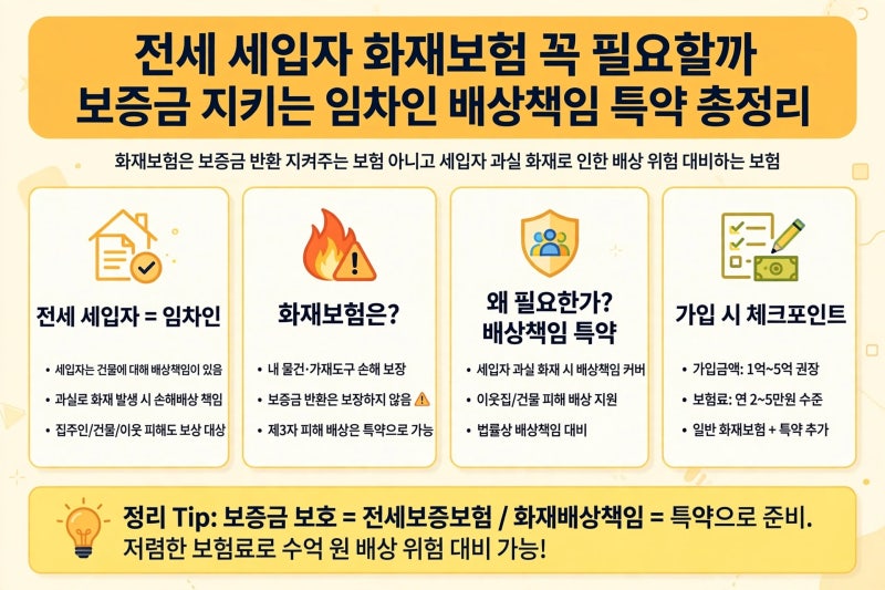 전세 세입자 화재보험 꼭 필요할까? 보증금 지키는 임차인 배상책임 특약 총정리