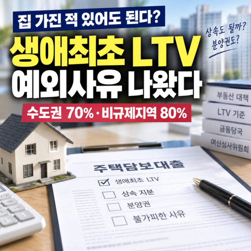 생애최초 LTV 예외사유 정리, 수도권 70%·비규제지역 80% 기준