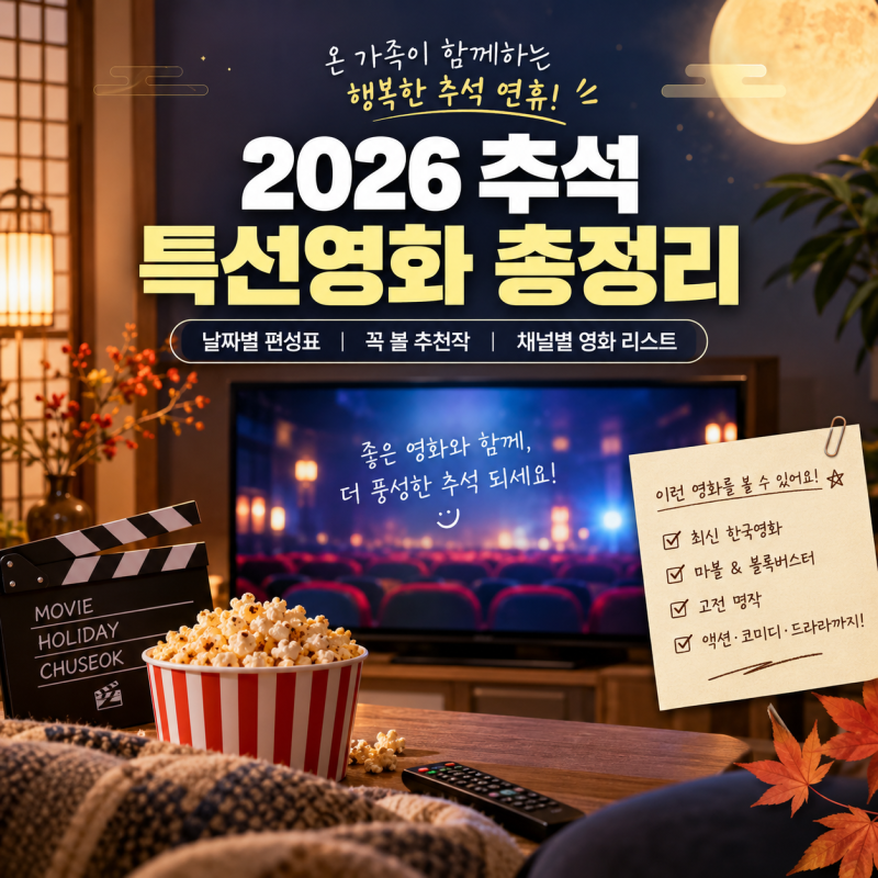 2026 추석 특선영화 편성표 총정리｜방송사별 영화 라인업과 시청 전 확인사항