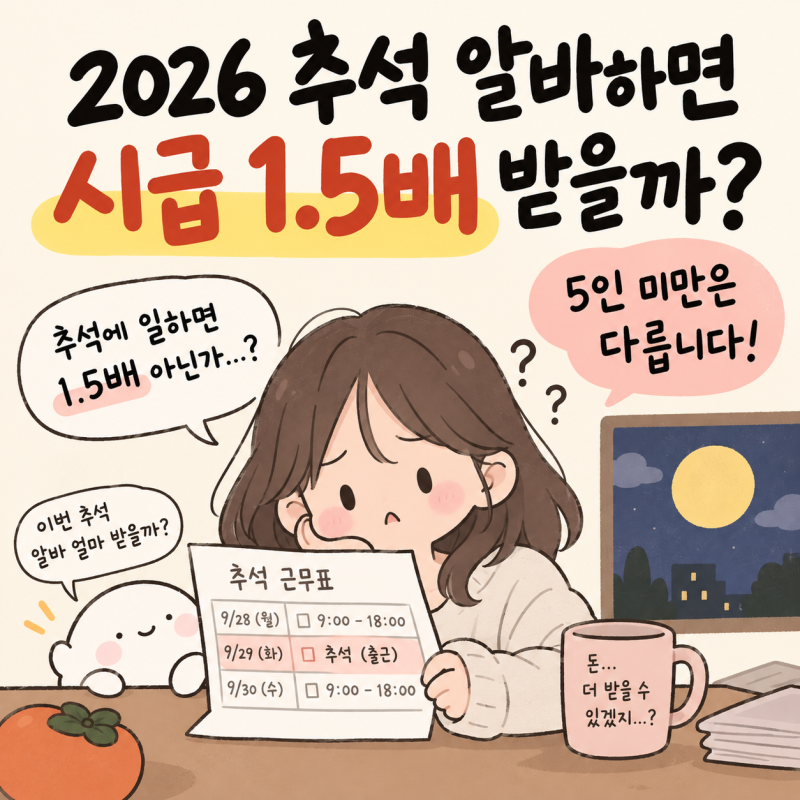 2026 추석 알바하면 시급 1.5배 받을까? 5인 미만은 다릅니다