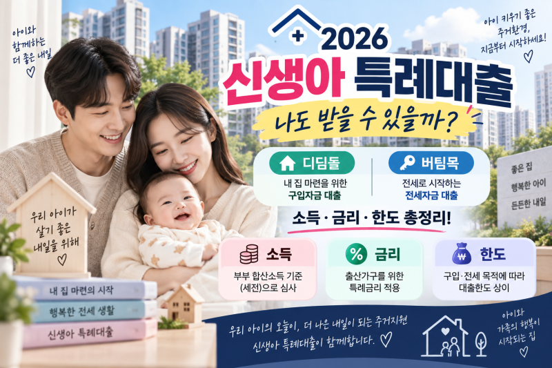 2026 신생아 특례대출 조건 총정리｜디딤돌·버팀목 소득·금리·한도·신청방법