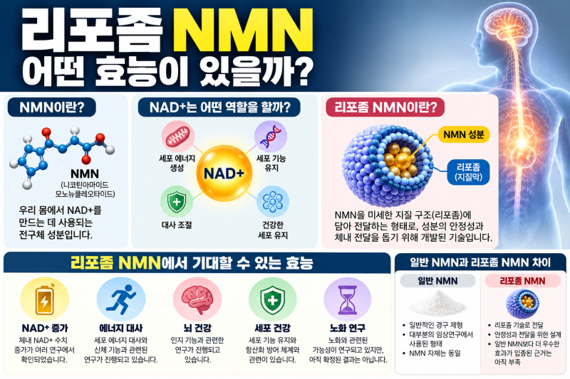 리포좀 NMN 효능, 정말 노화에 도움될까? 일반 NMN과 차이까지 정리