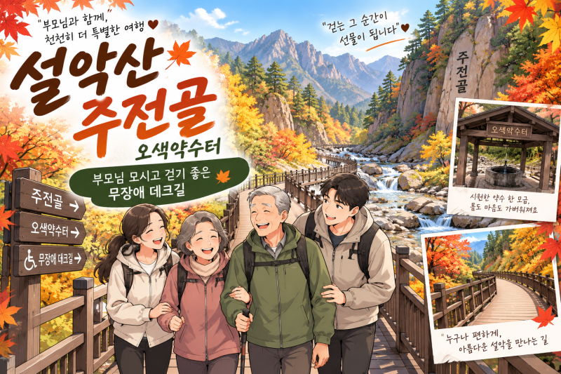 설악산 주전골 단풍 코스, 부모님 완주 가능 무장애 데크길 총정리